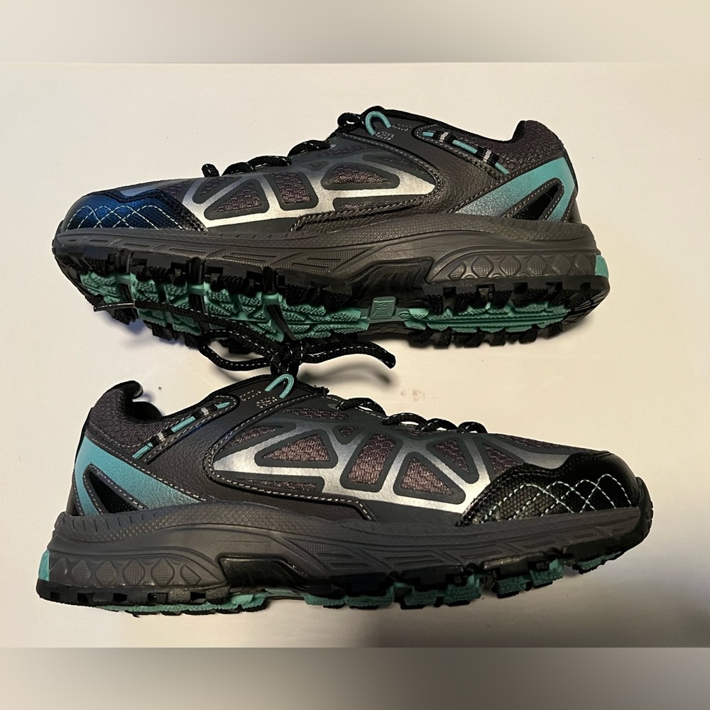 Size 8 gray and blue green thick sole sneakers shoes